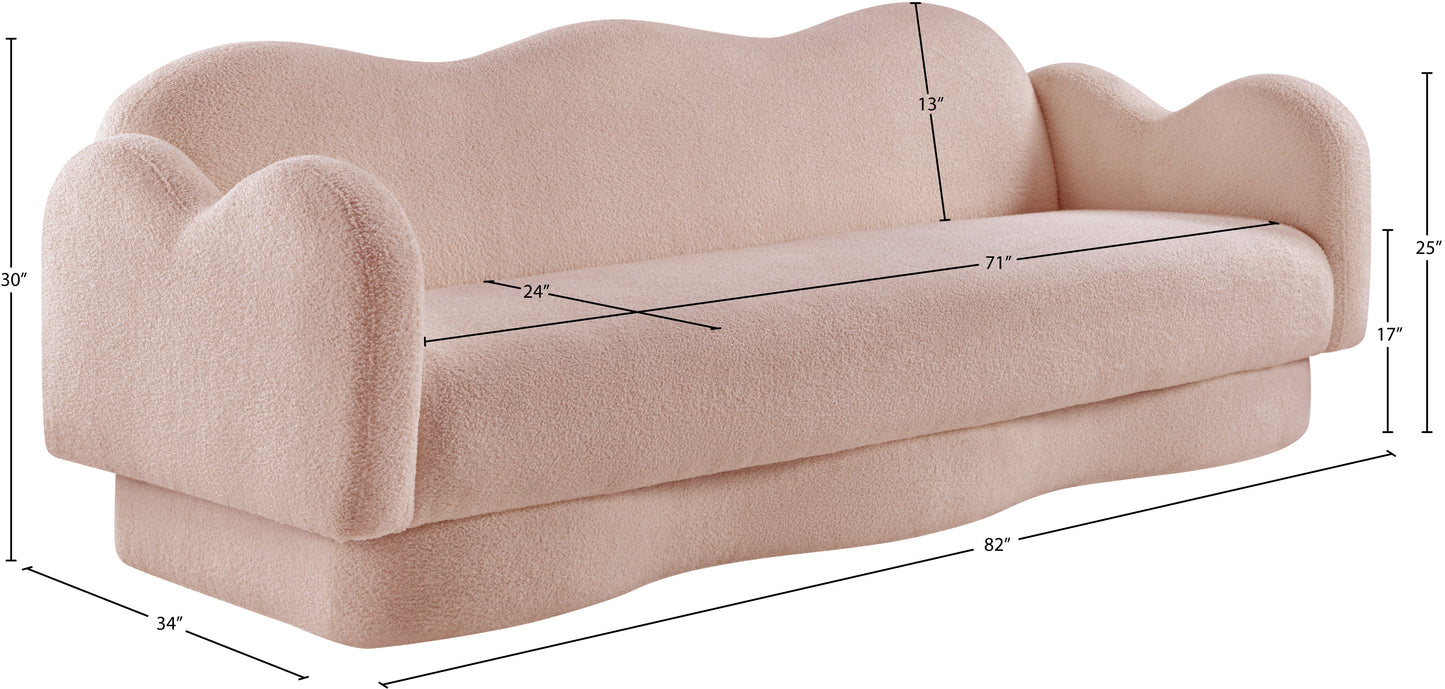 porsha pink teddy fabric sofa