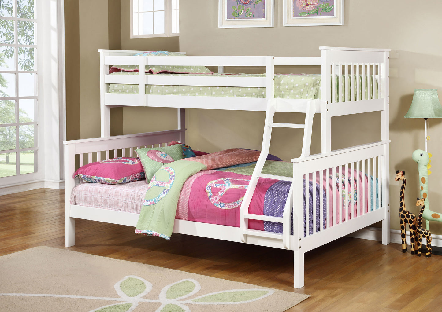 tamarac wood twin over full bunk bed whitewhite