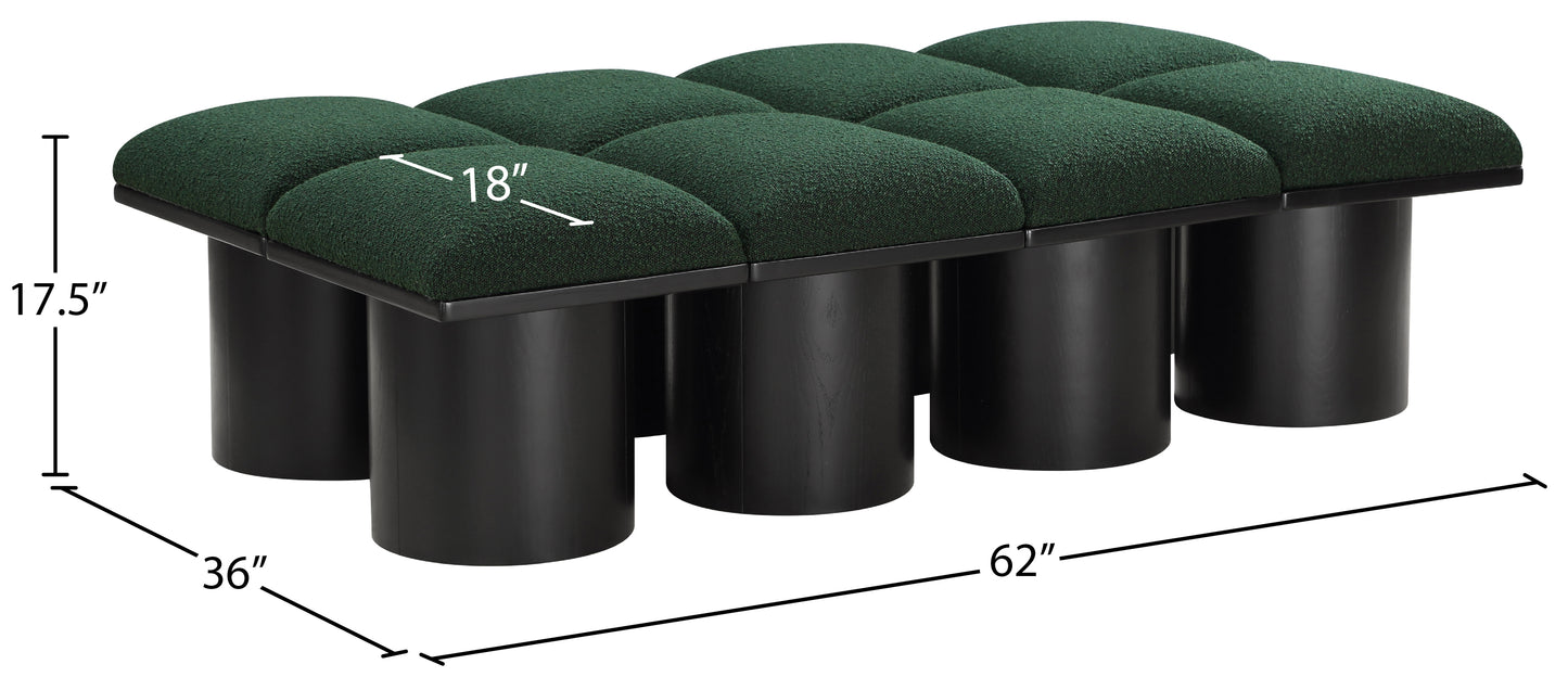 louie green boucle fabric bench d