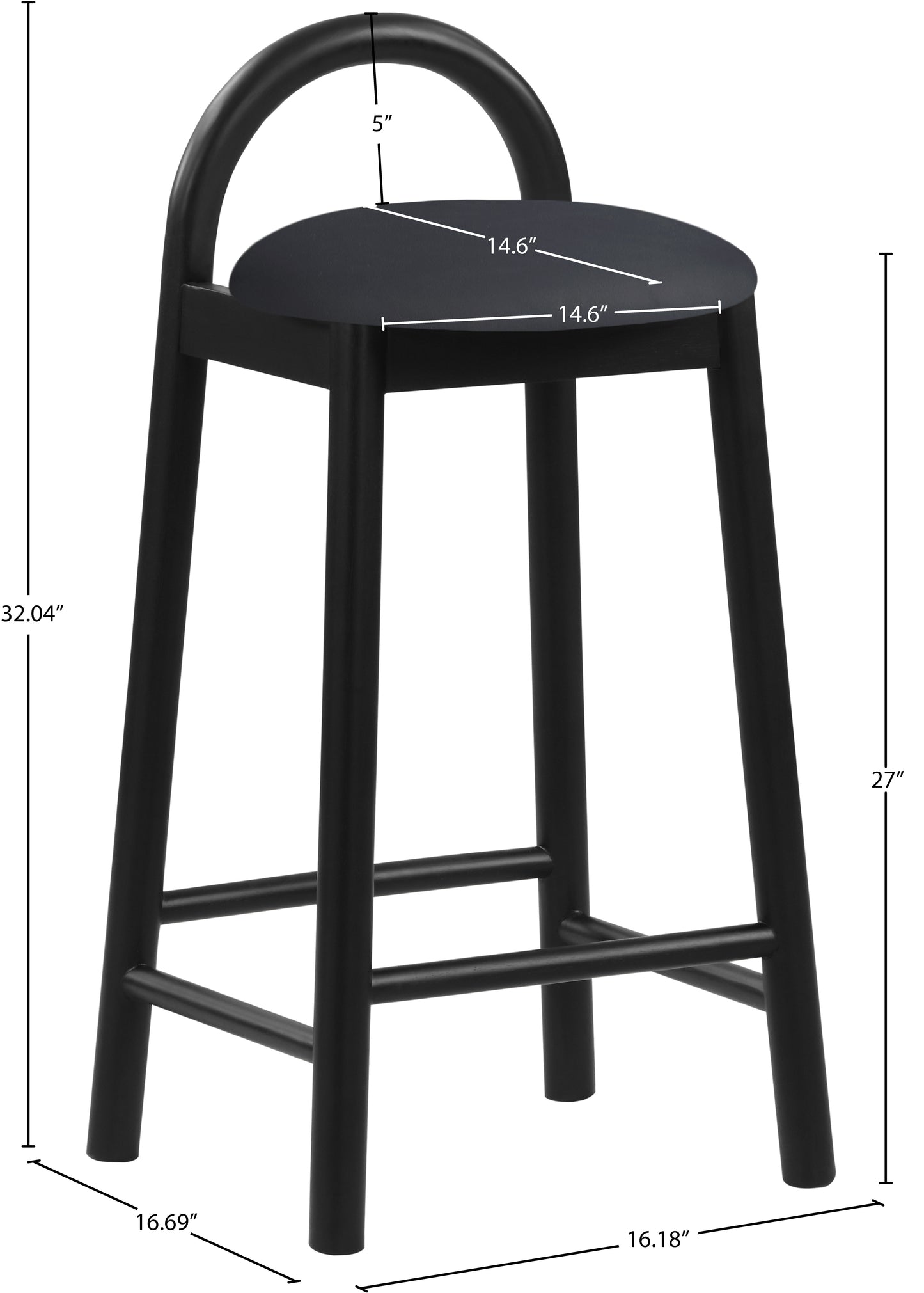 heidi black faux leather stool c