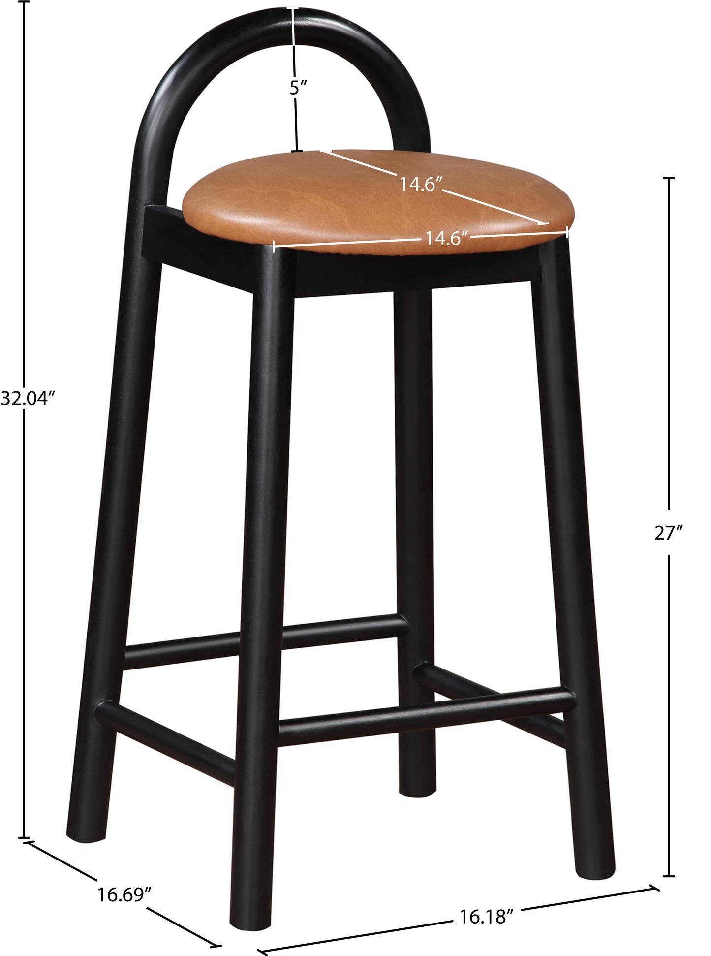 heidi cognac faux leather stool c