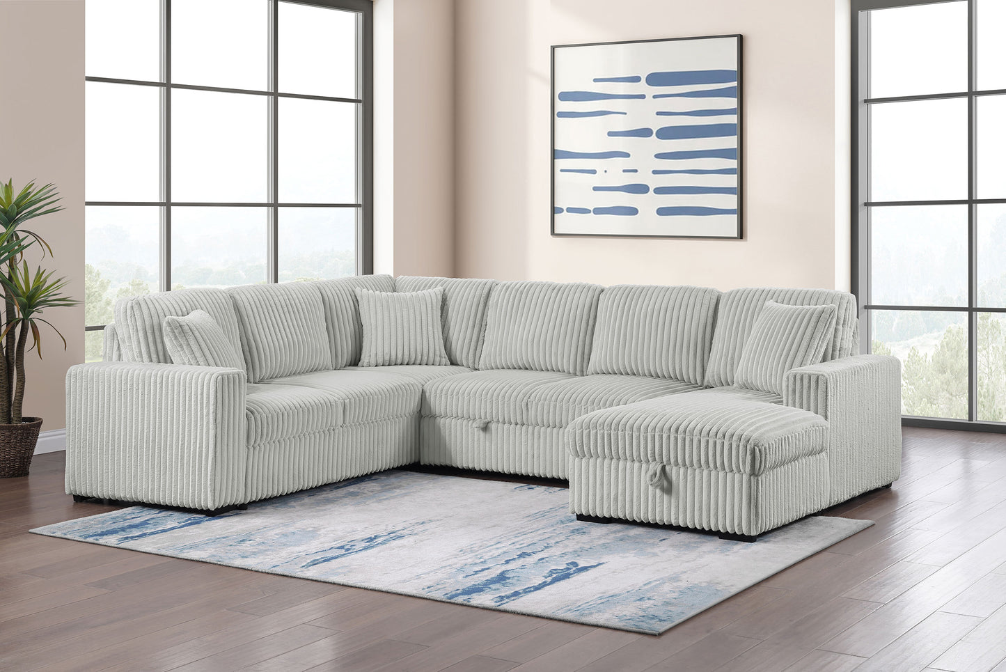 sabat sleeper sectional sofa storage chaise grey