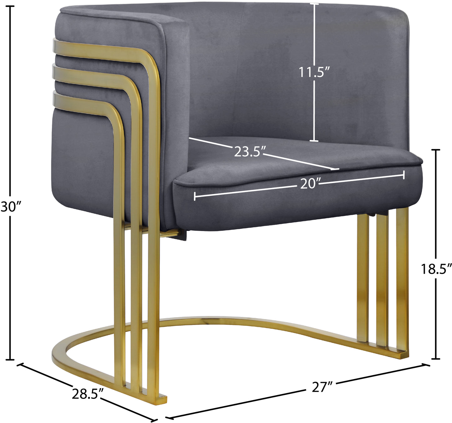 lucia grey velvet accent chair grey