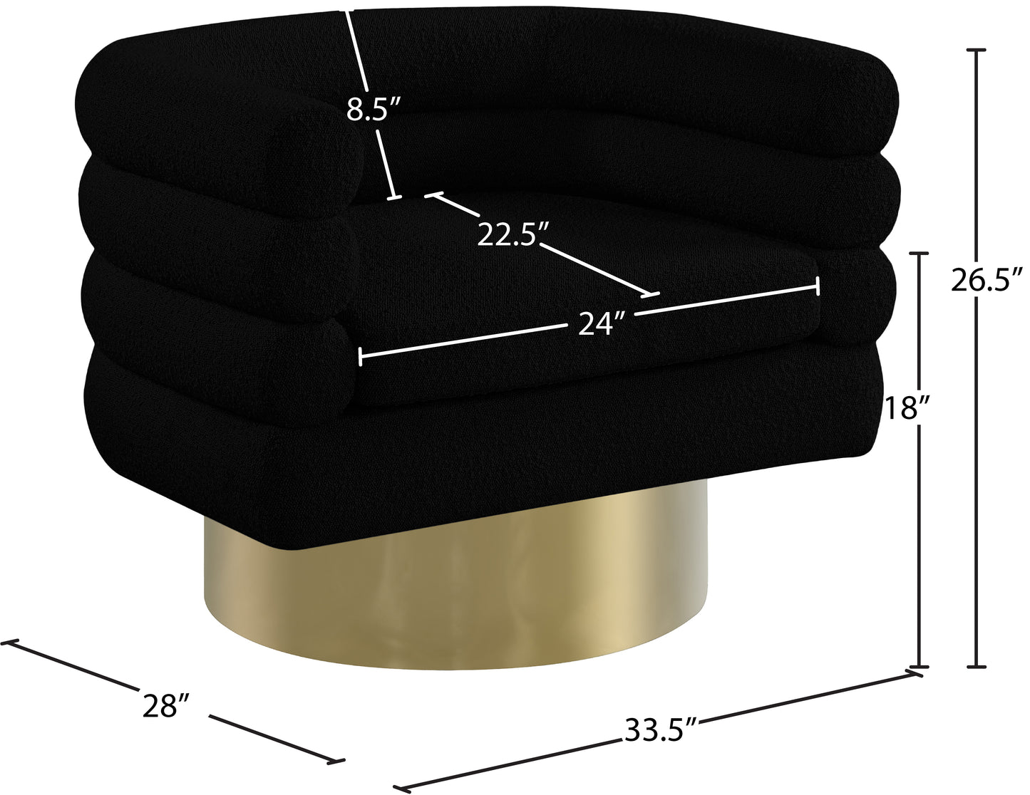 kipton black boucle fabric accent chair black