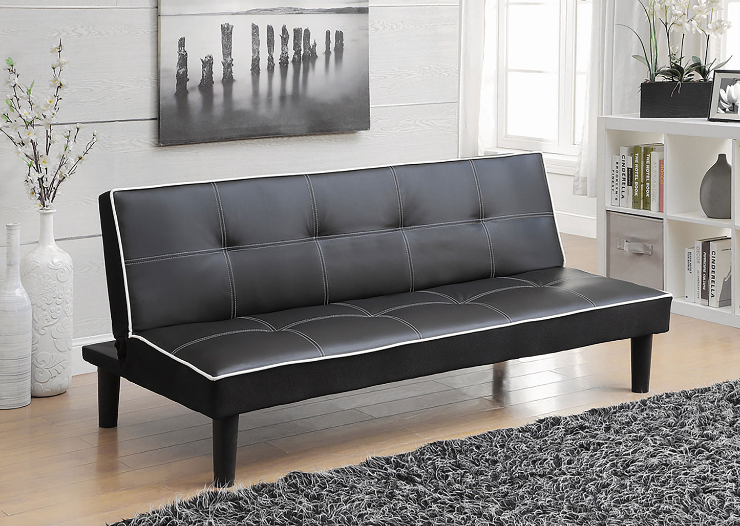 keeling upholstered tufted convertible sofa bed blackblack