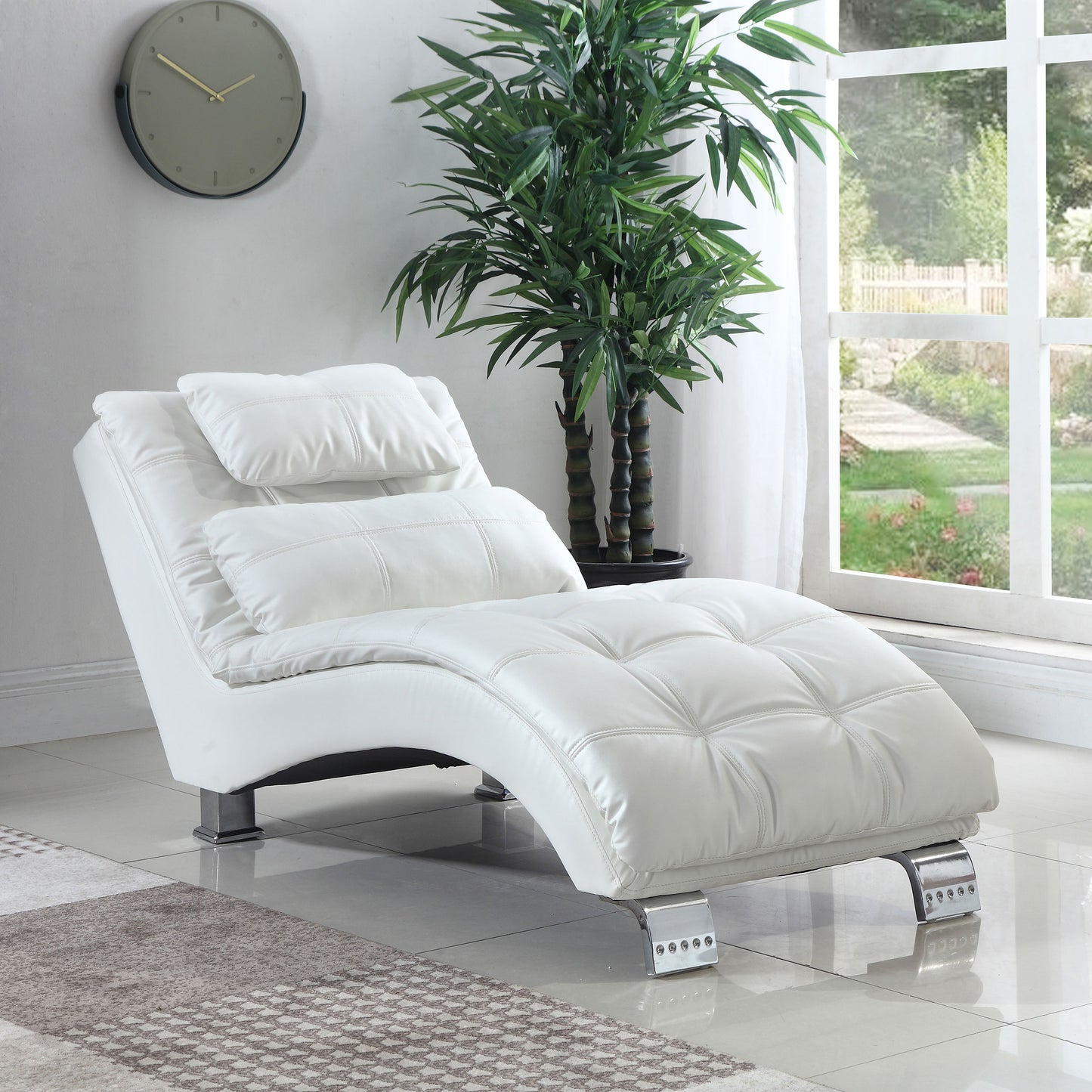 arkell faux leather upholstered tufted chaise whitewhite