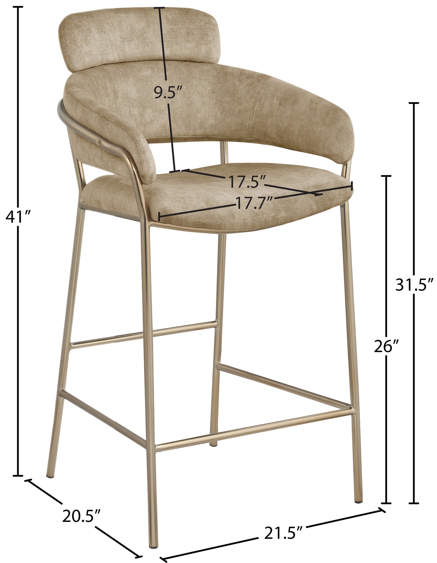 limitless beige velvet counter stool c