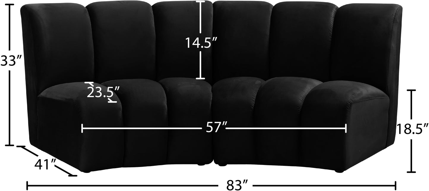 calais black velvet 2pc. modular sectional pc