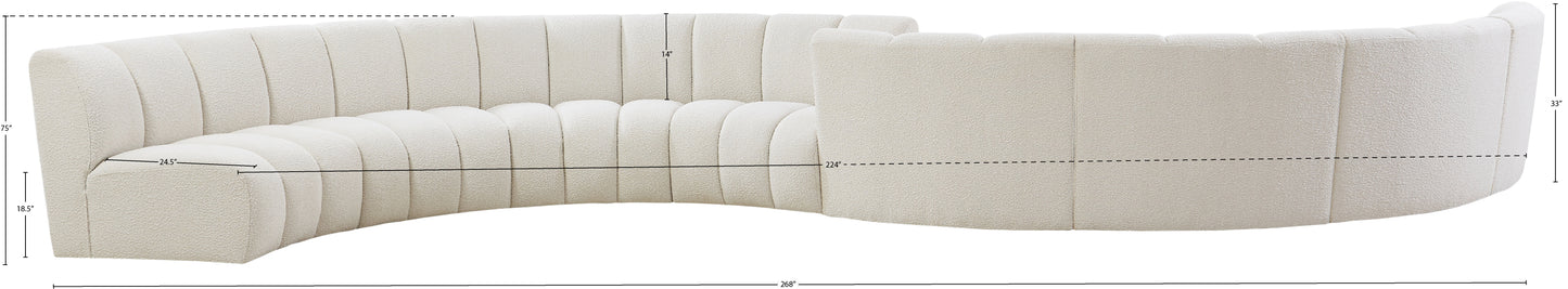 calais cream boucle fabric 8pc. modular sectional s8pc