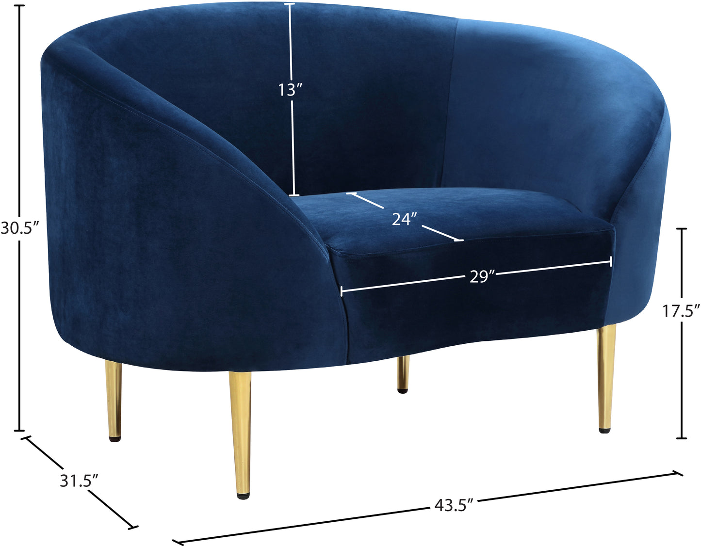 maddox navy velvet chair c