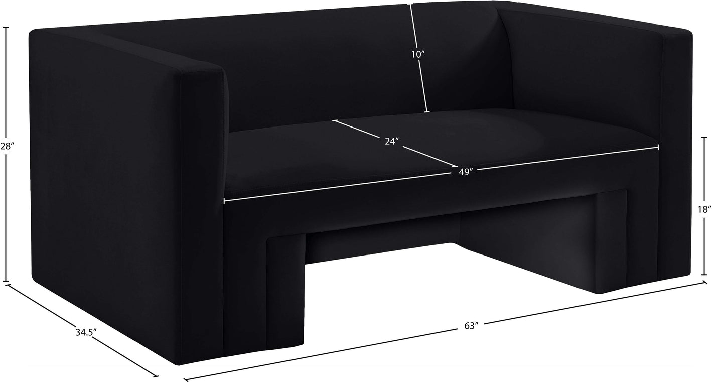 woodford black velvet loveseat l