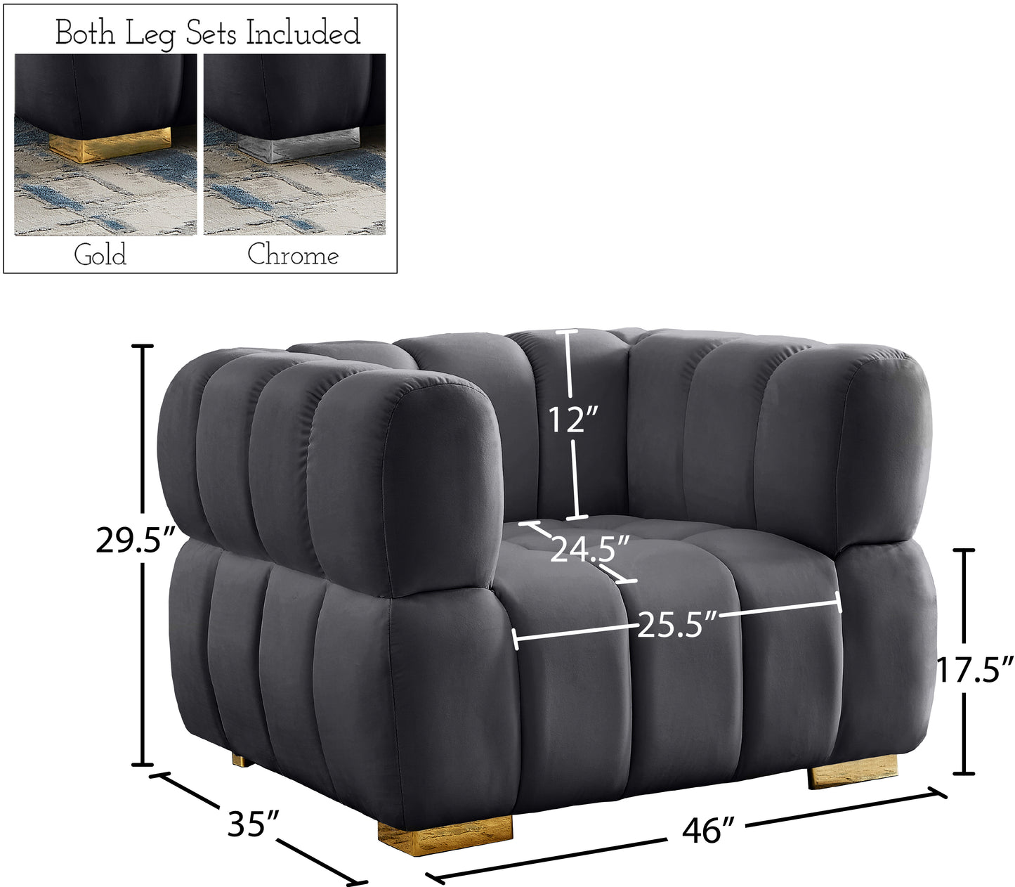 industry grey velvet chair c