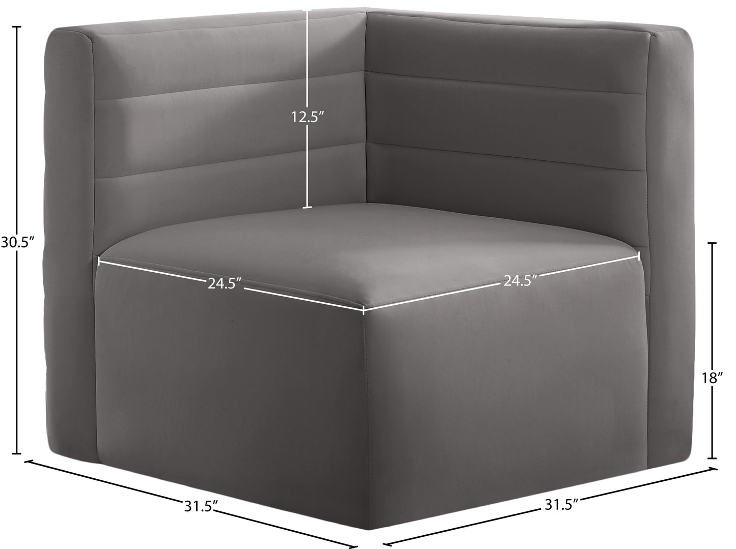 amelia grey velvet modular corner chair corner