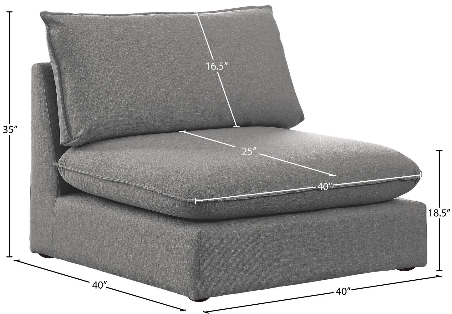 winston grey durable linen textured armless chair armless