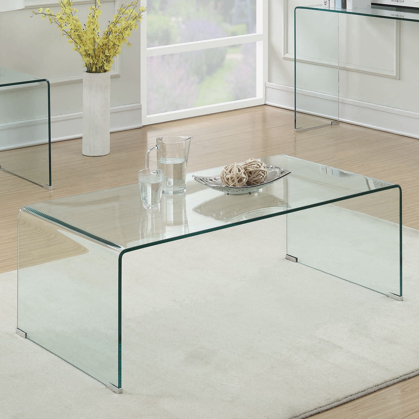 edna rectangular tempered bent glass coffee table clearclear