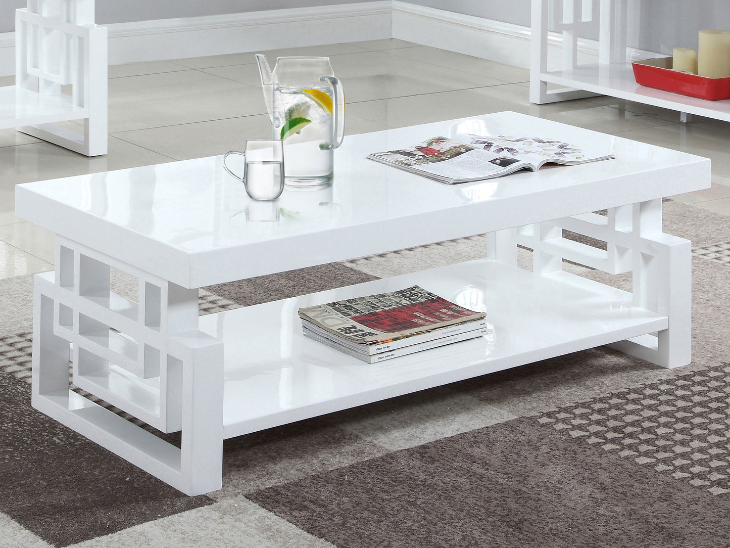 zahavah rectangular coffee table white high glosswhite high gloss