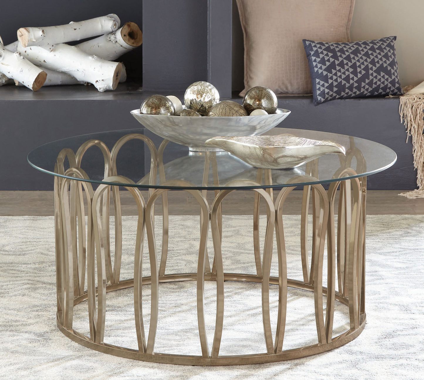 alba round glass top coffee table chocolate chromechocolate chrome