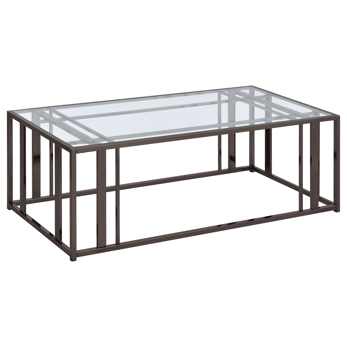 evanna rectangular glass top coffee table black nickelblack nickel