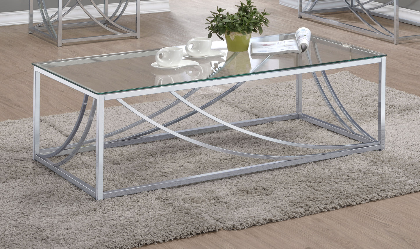 gretchen rectangular glass top coffee table chromechrome