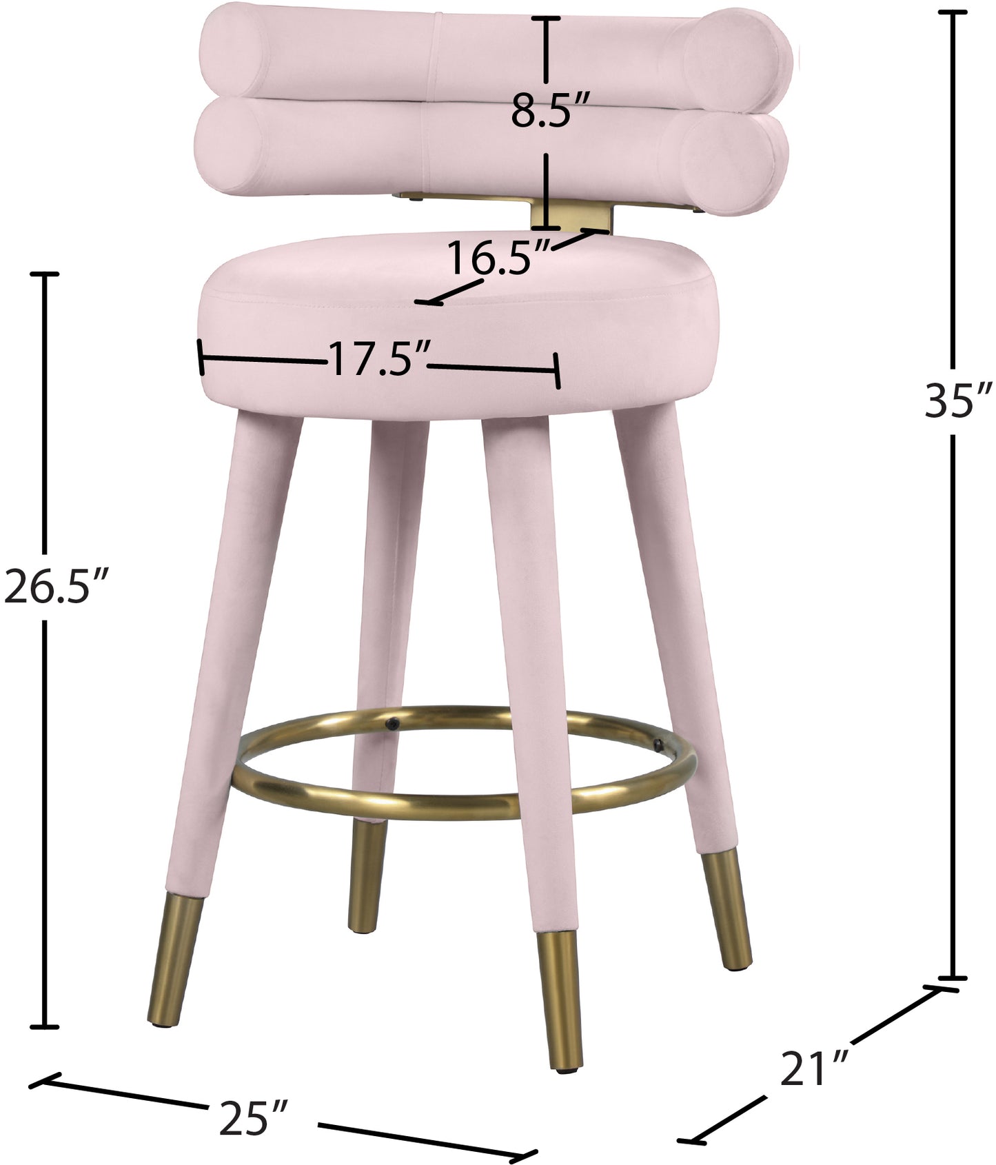 burton pink velvet counter stool c