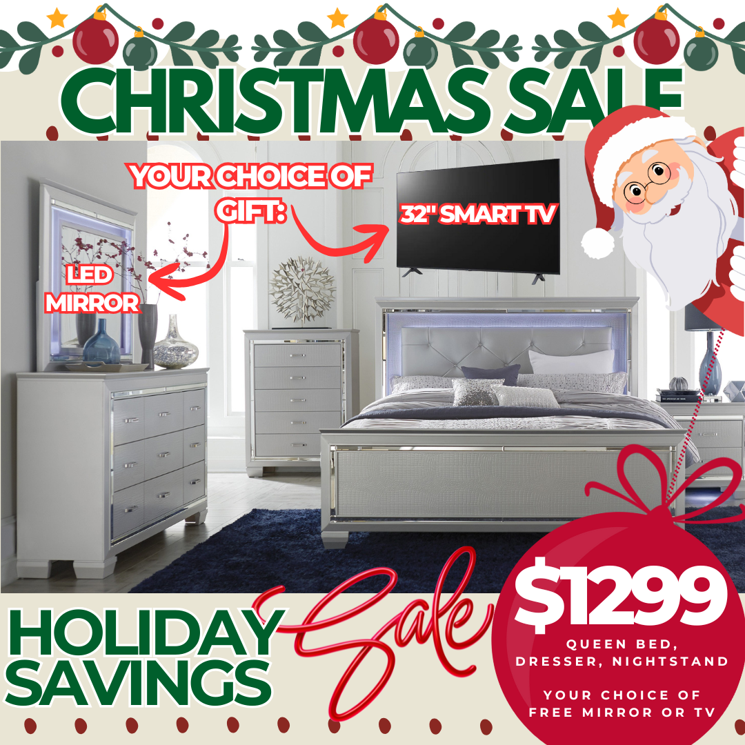 silver glacier led bedroom set holiday edition