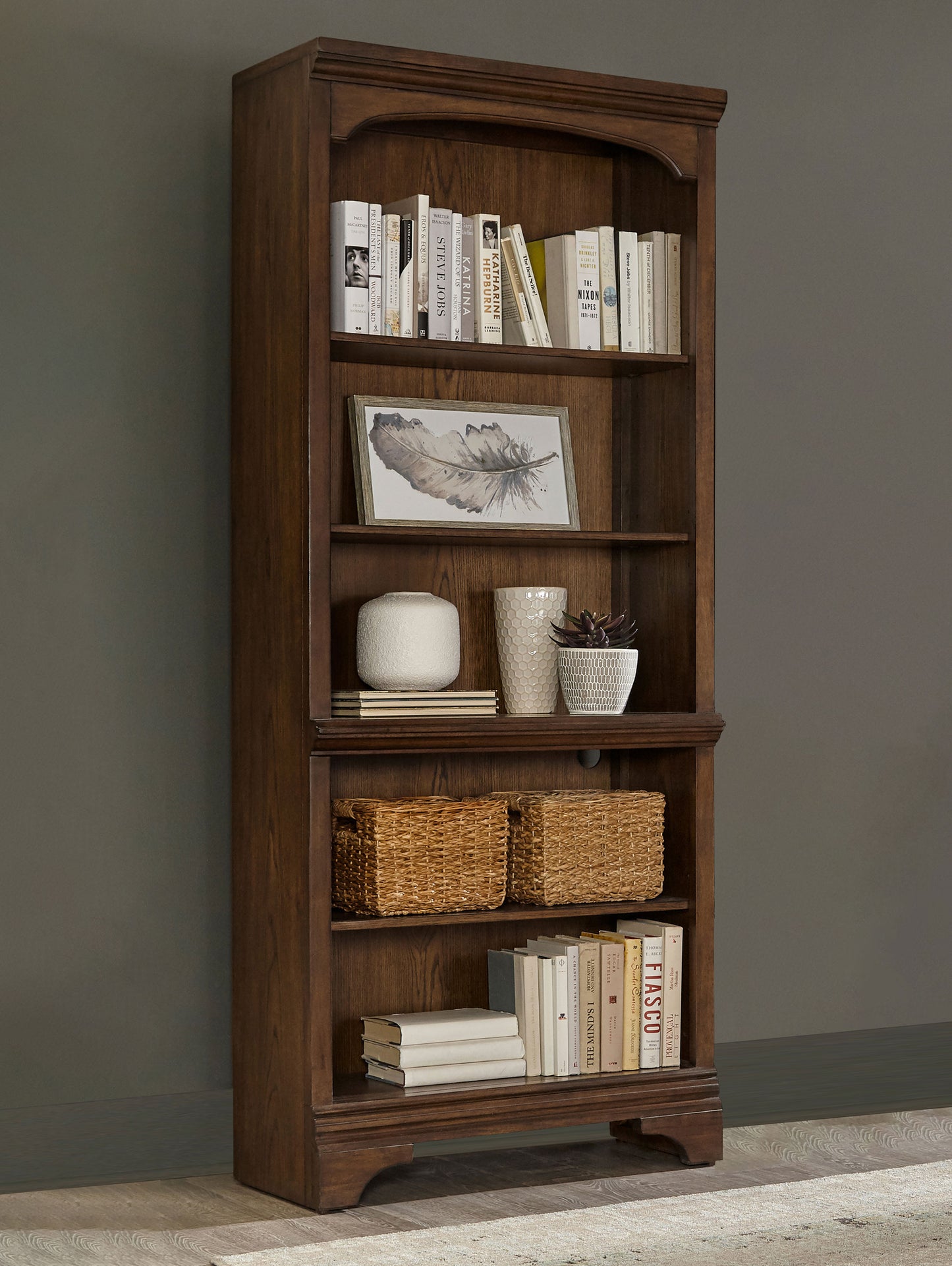 pedro 78-inch 5-shelf bookcase burnished oakburnished oak