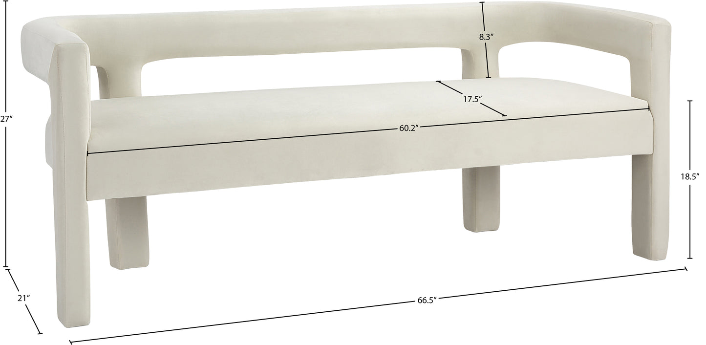 fairfax cream velvet bench cream