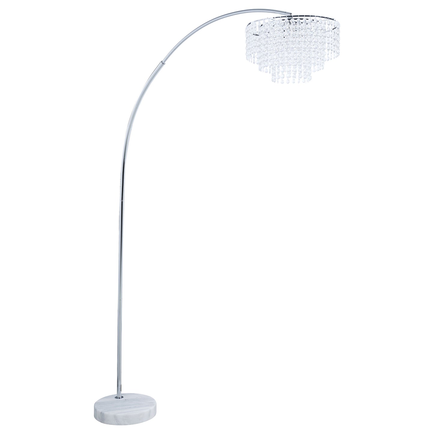 viola 86-inch hanging crystal arc metal floor lamp chromechrome