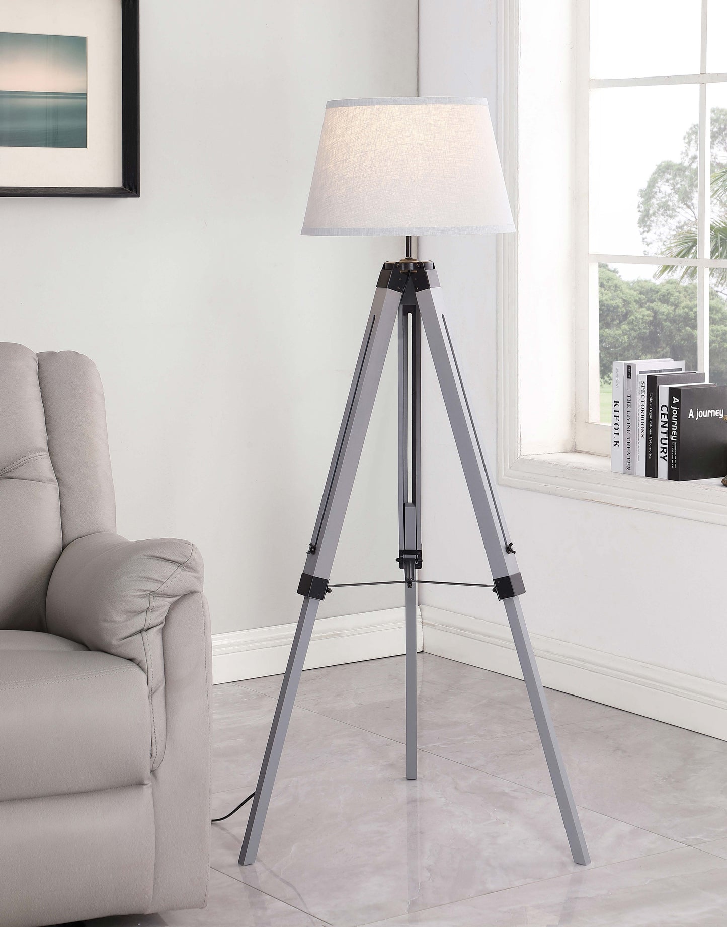 bayu 56-inch empire shade metal tripod floor lamp greygrey
