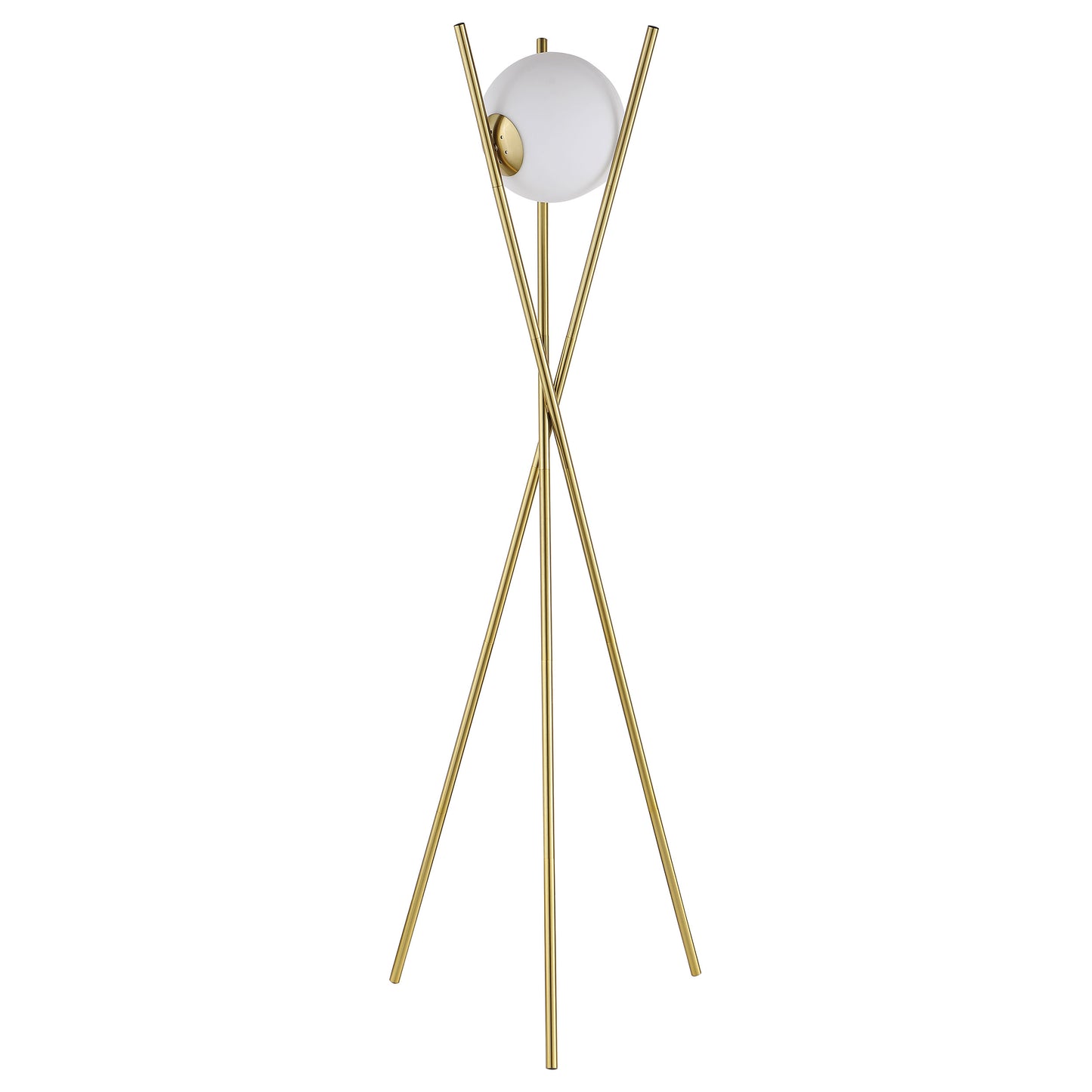 adamsville 65-inch spherical bulb metal tripod floor lamp goldgold