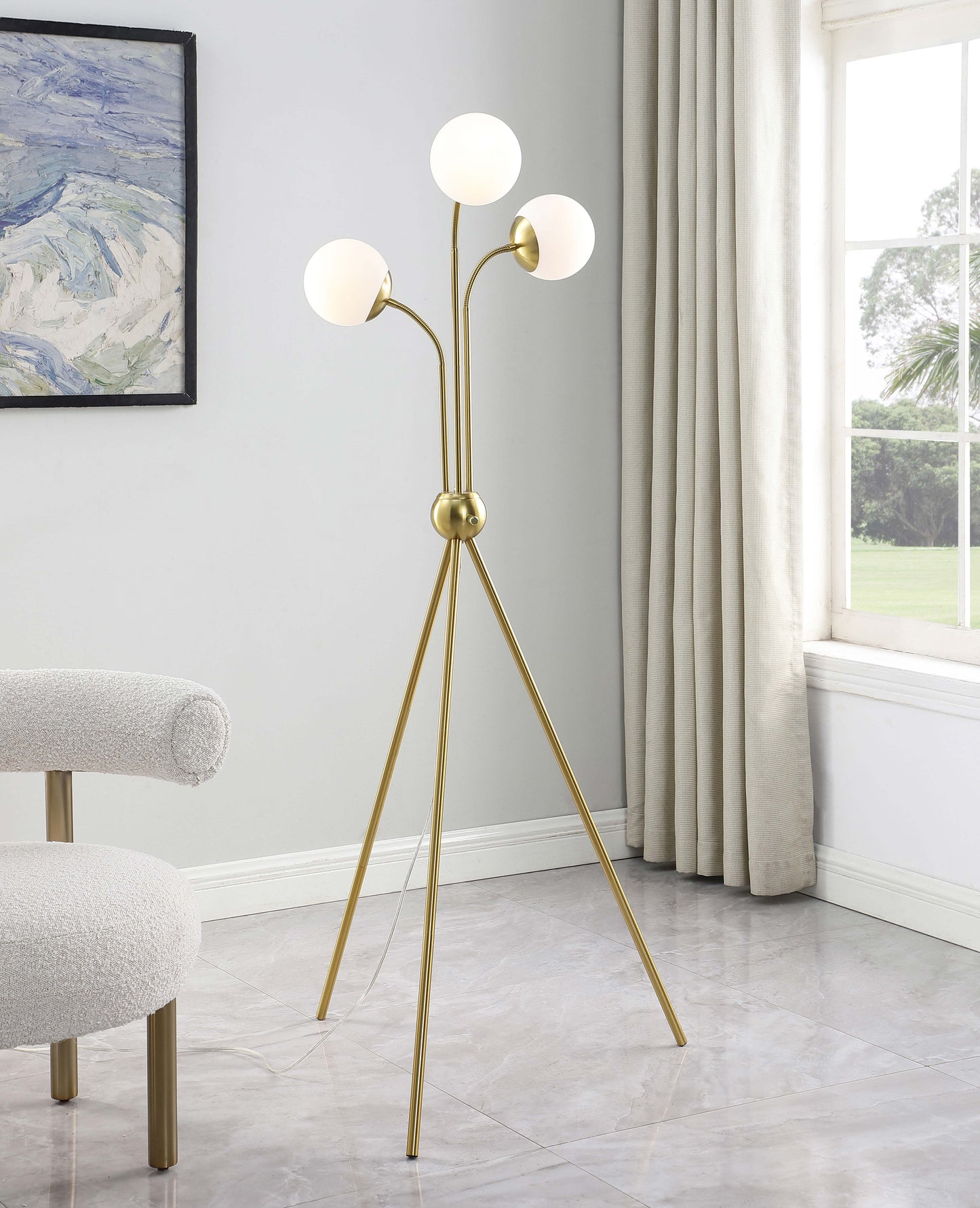zuni 66-inch spherical bulb tripod tree floor lamp goldgold