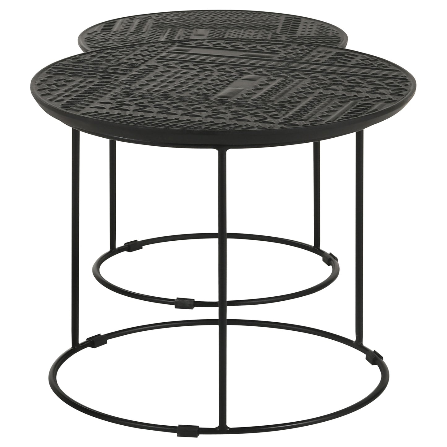 jordan 2-piece round mango wood nesting table matte blackmatte black