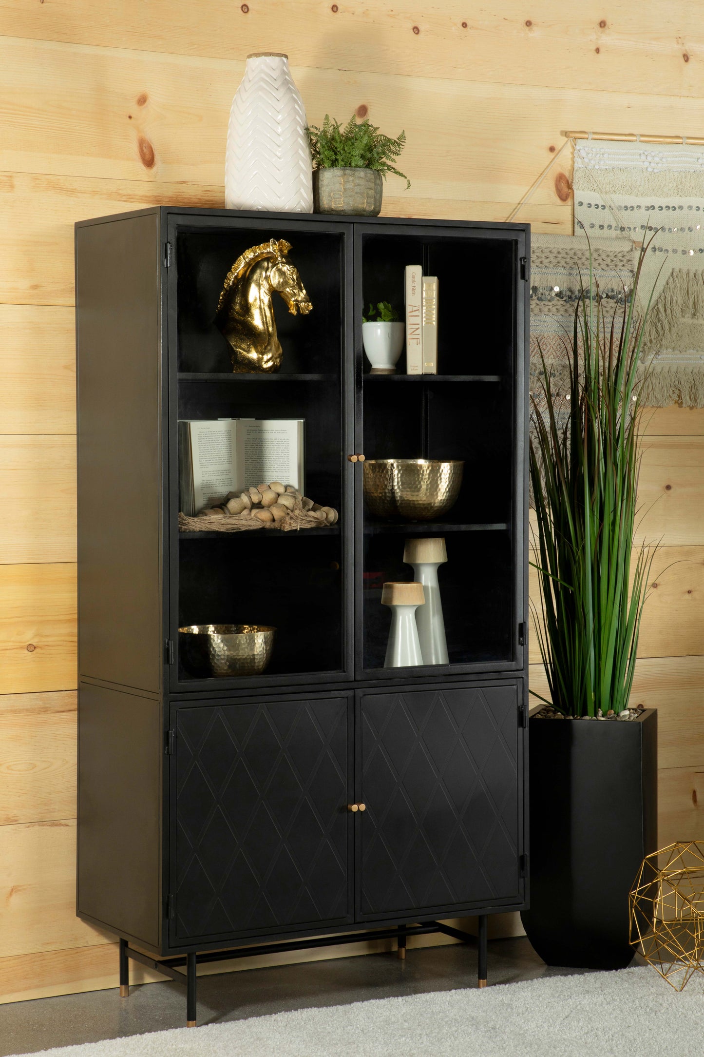 catabella 4-door metal tall storage cabinet matte blackmatte black