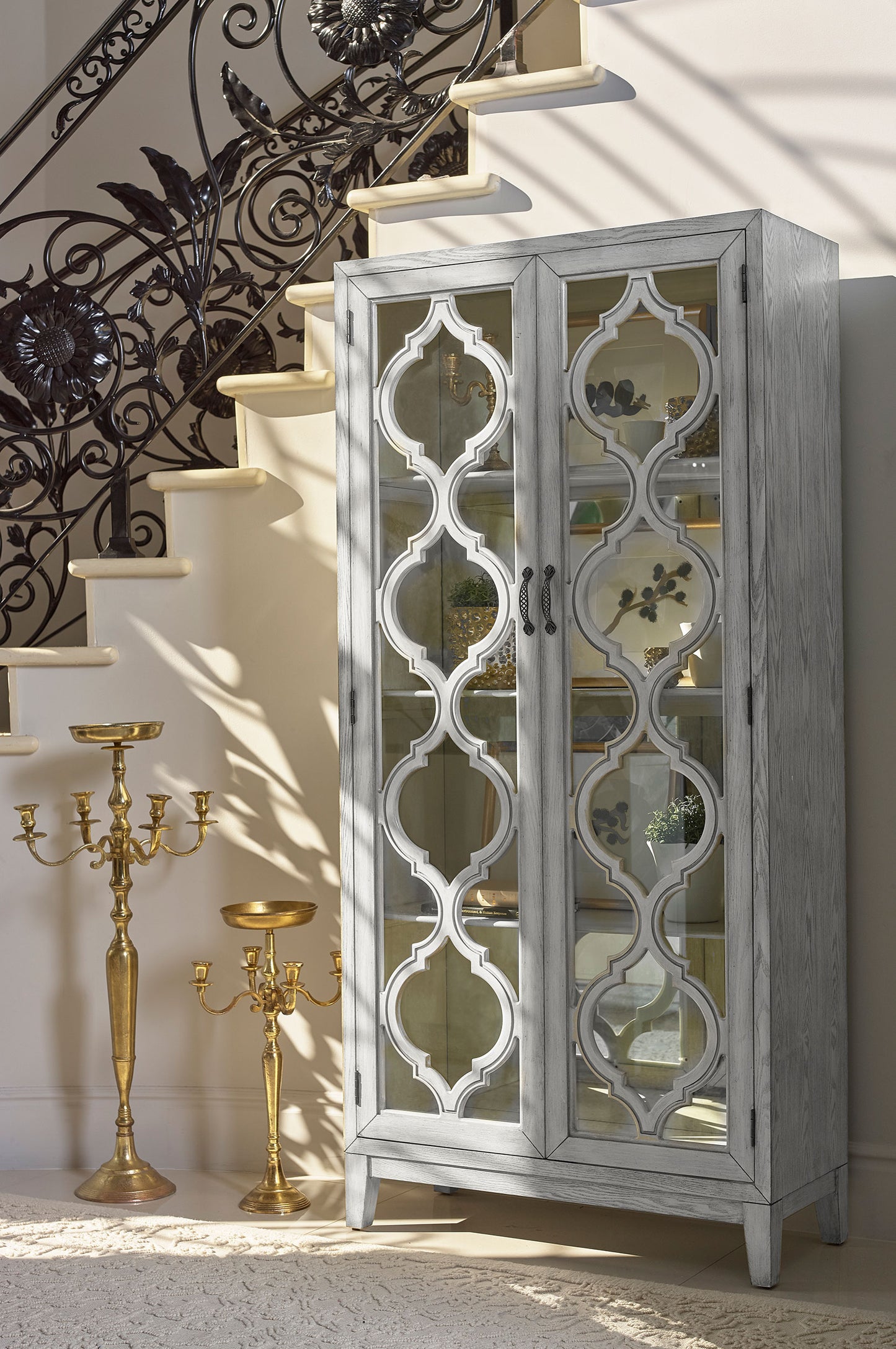 felice 2-door wood trellis tall cabinet distressed whitedistressed white