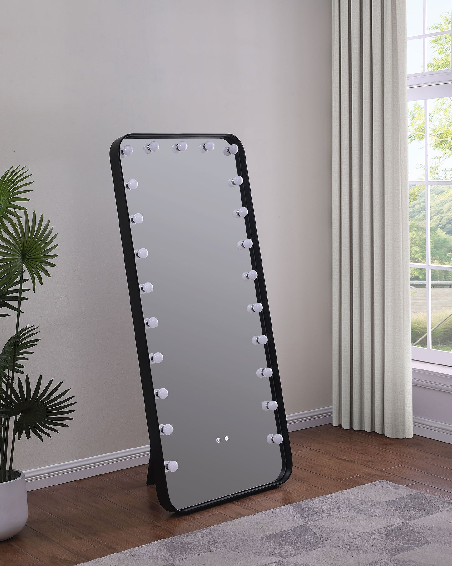 kersey 32 x 71 inch led standing mirror with speakers blackblack