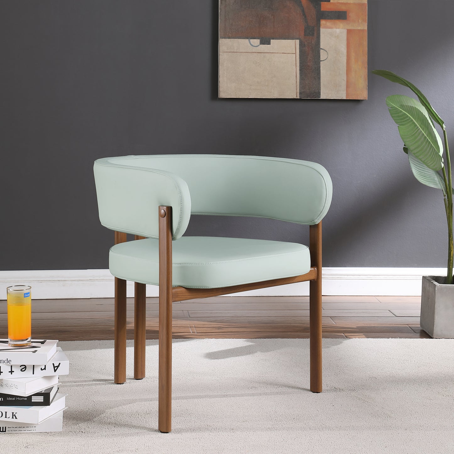 acacia mint green faux leather dining chair c