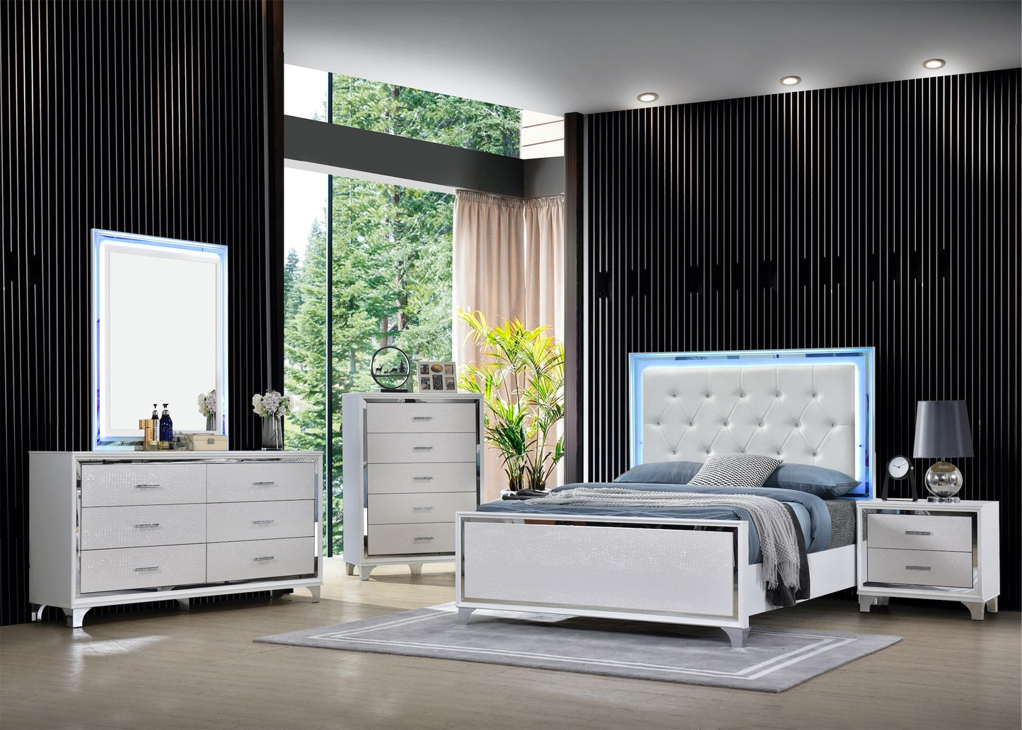 agatha king bed, dresser, mirror & 1 night stand