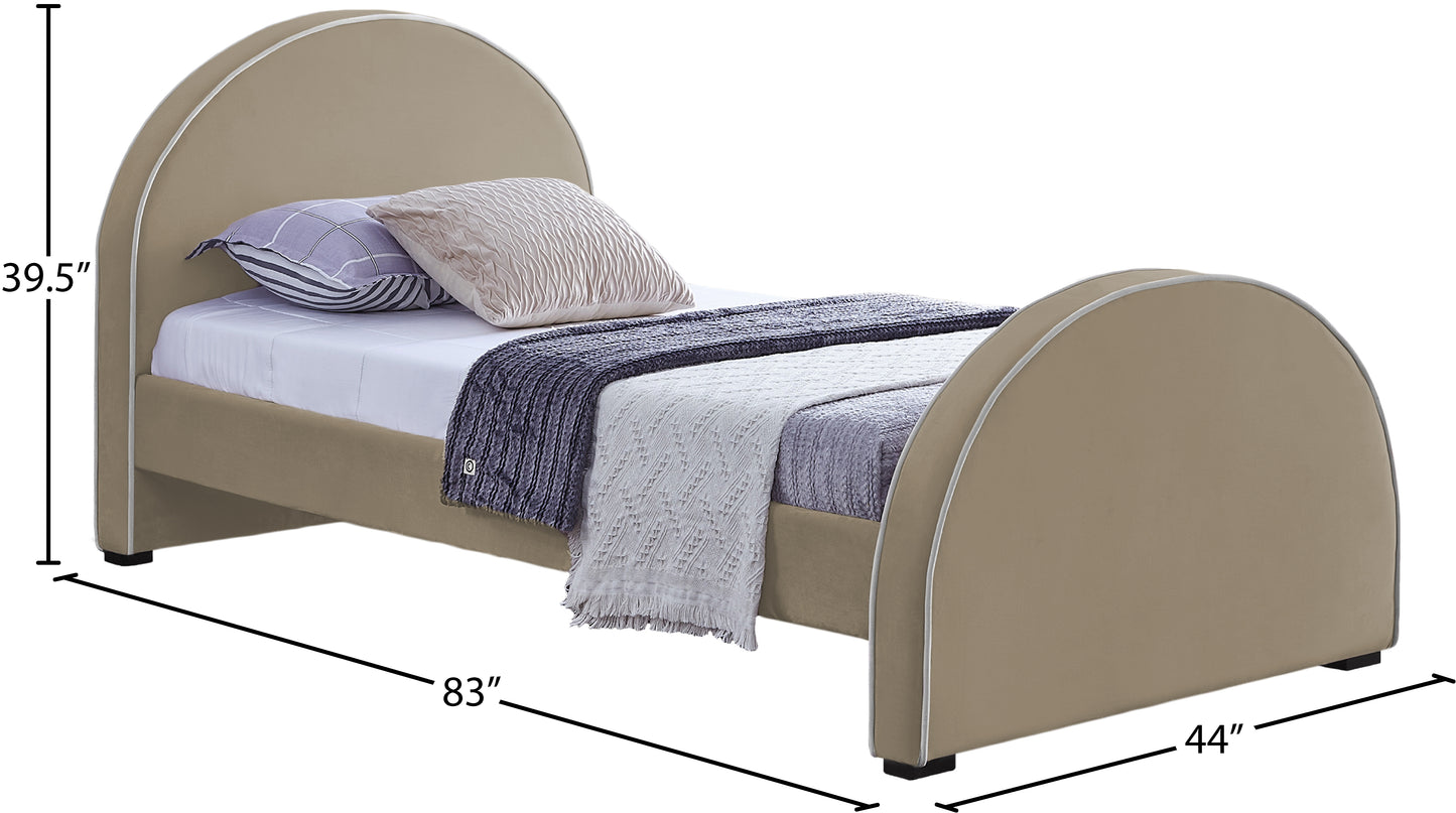 glitz beige velvet twin bed t