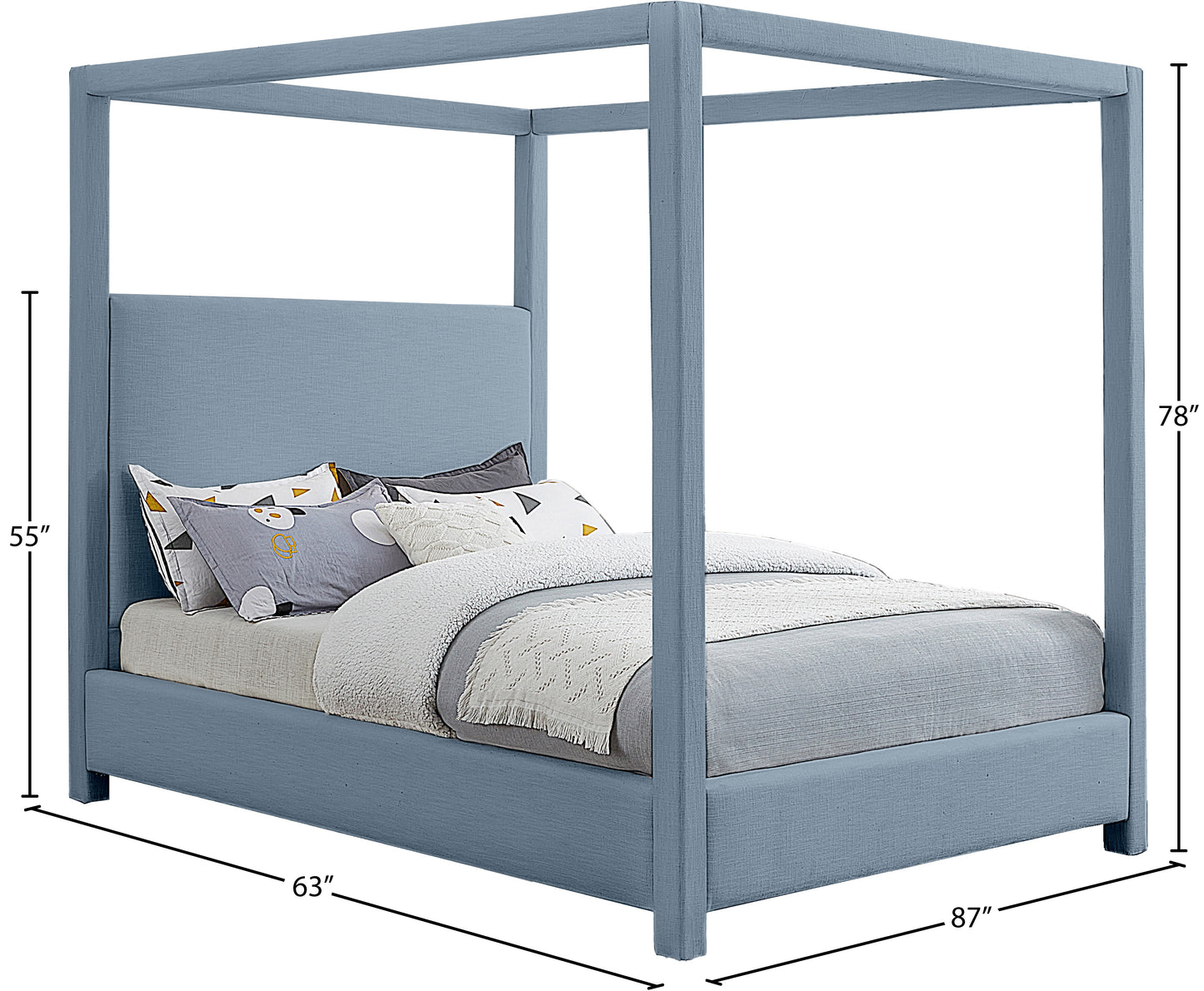 stefano sky blue queen bed (3 boxes) q