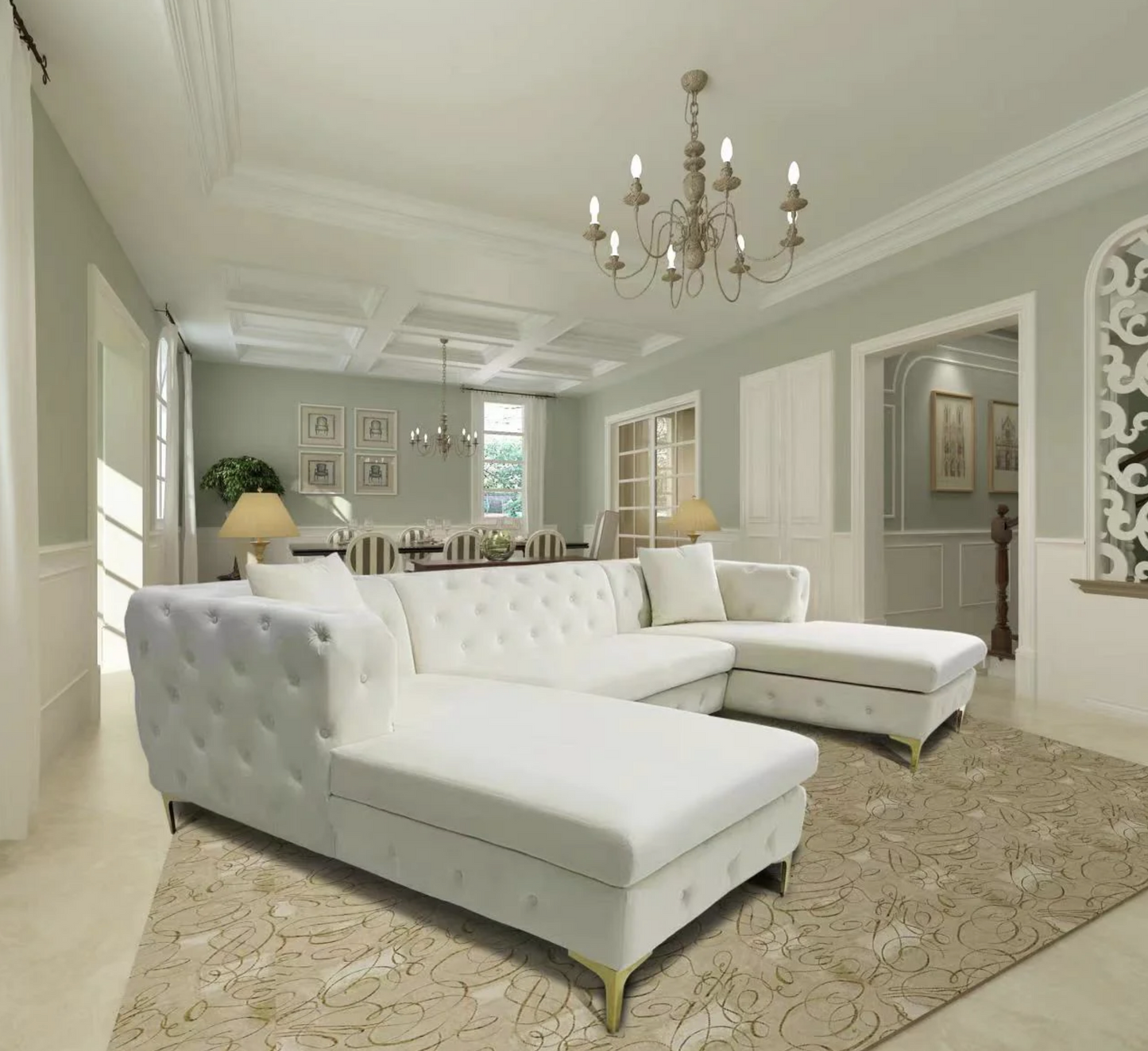 helen cream sectional