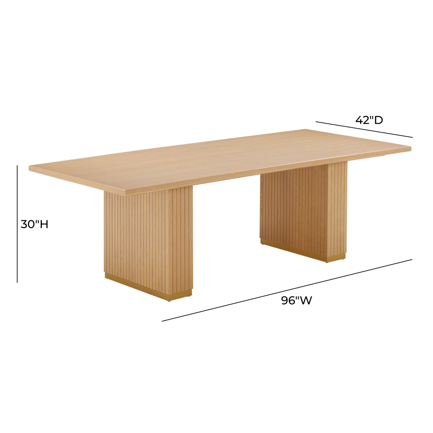 opal natural oak wood rectangular dining table