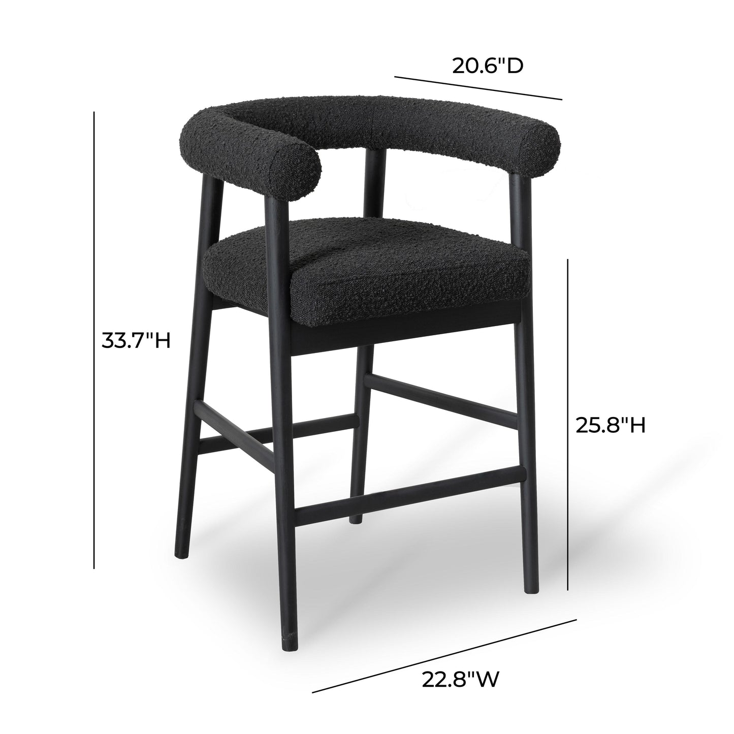allora black performance boucle counter stool