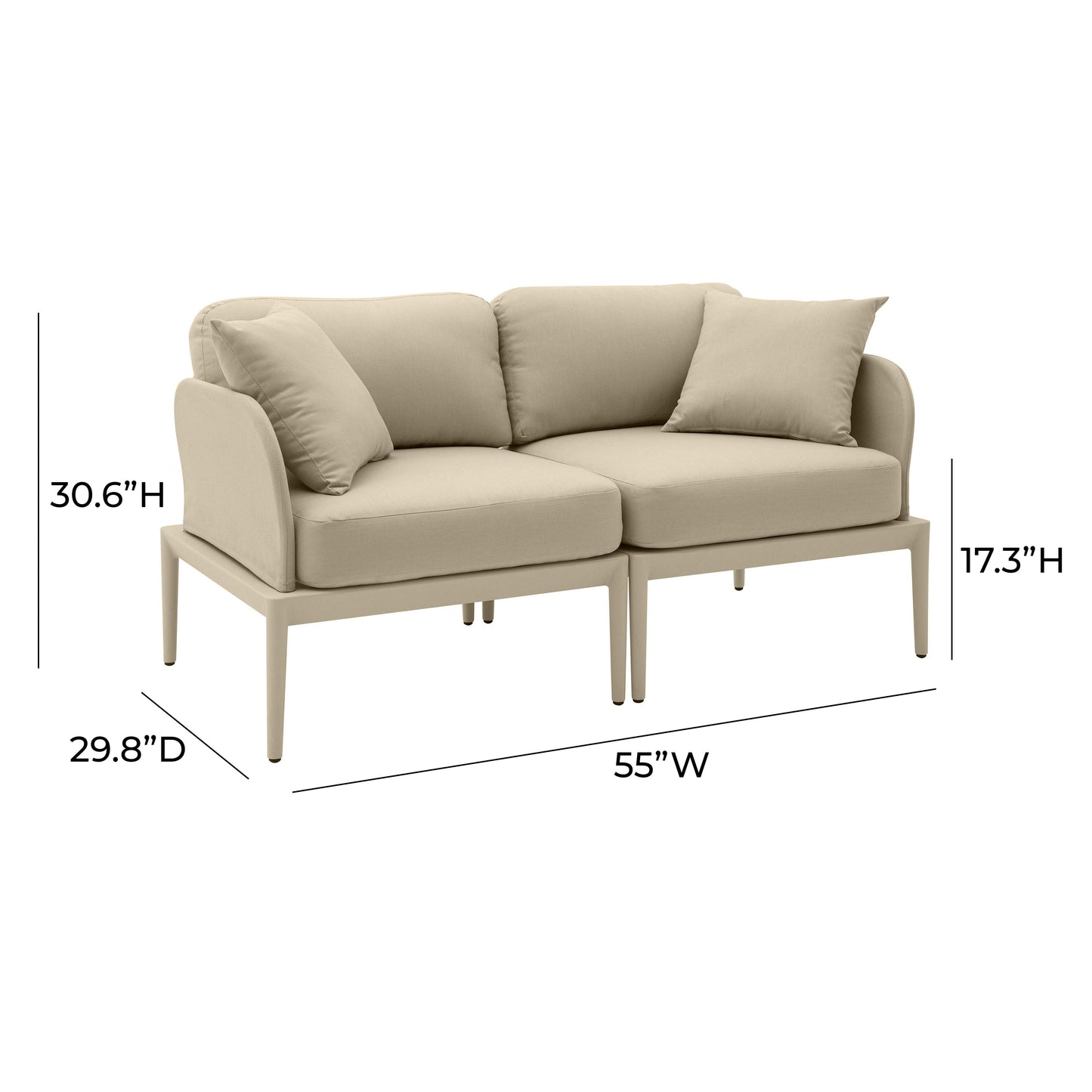 pratt taupe modular outdoor loveseat