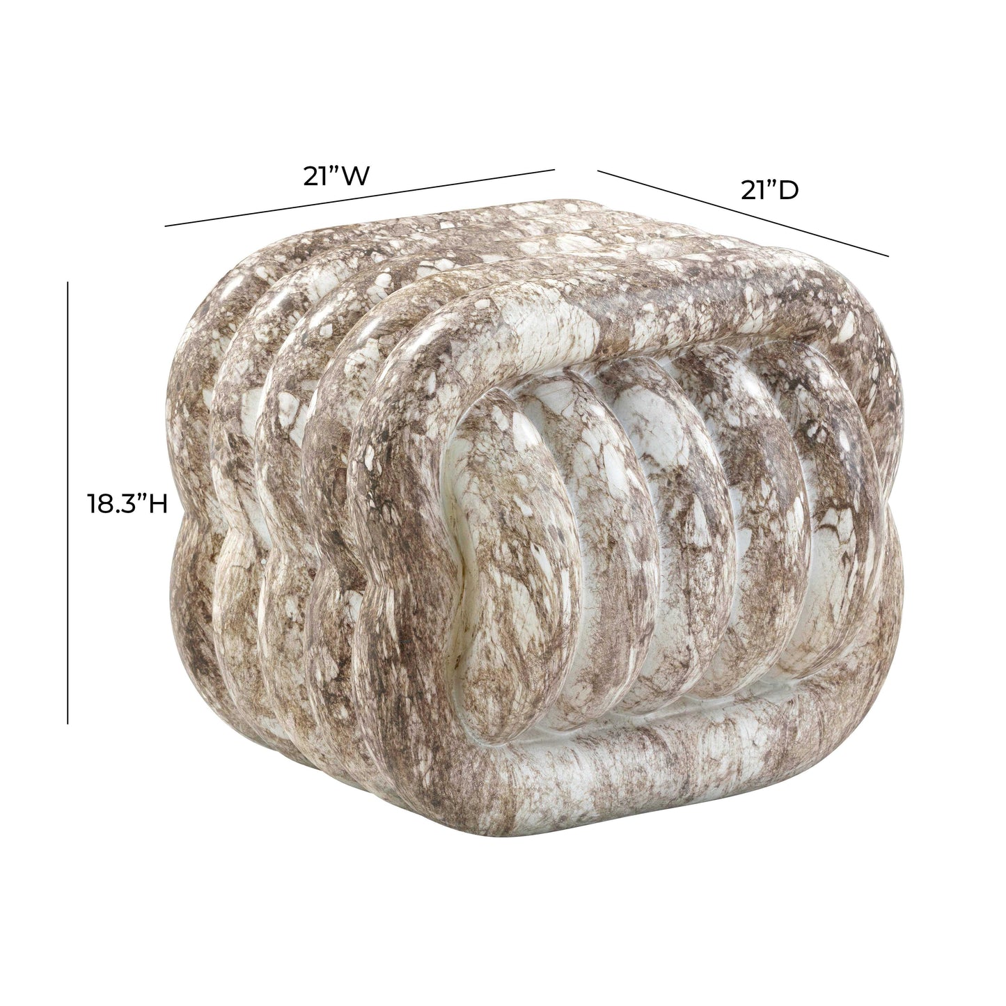 gotham knot grey faux marble indoor / outdoor accent stool