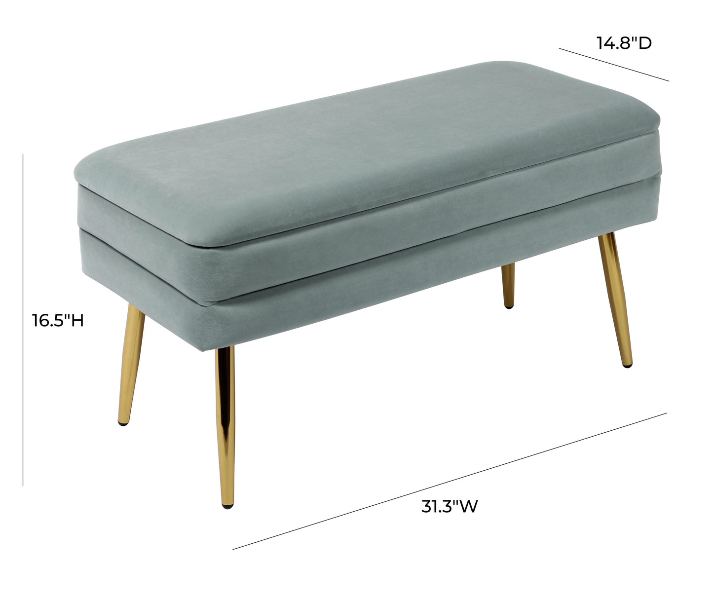 nova sea blue velvet storage bench