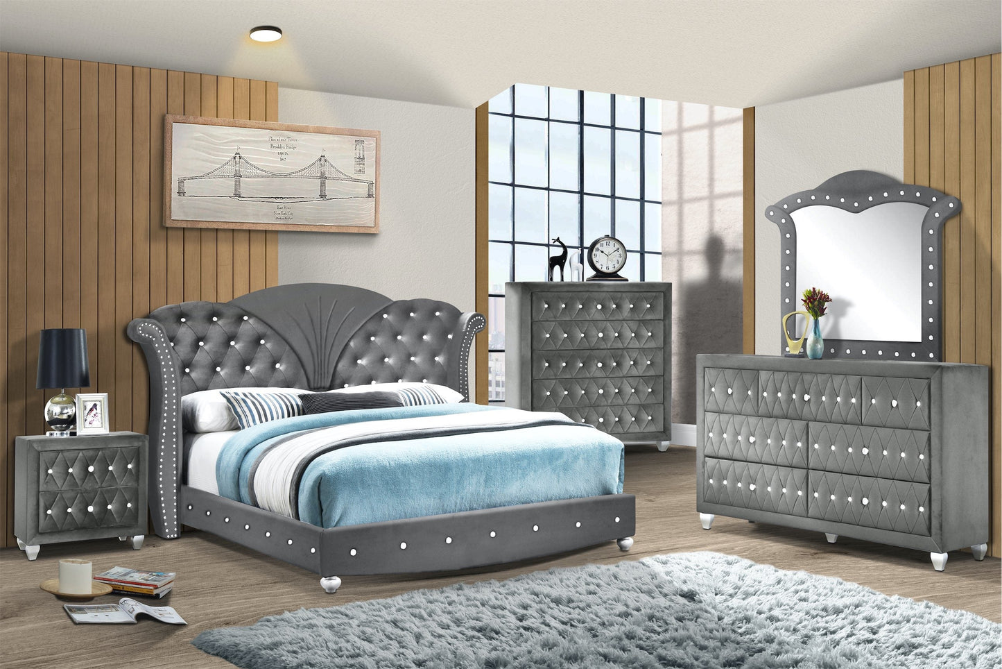 chloe night stand - grey