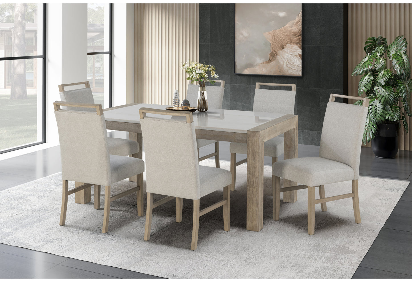 reid dining table + 4 dining chairs