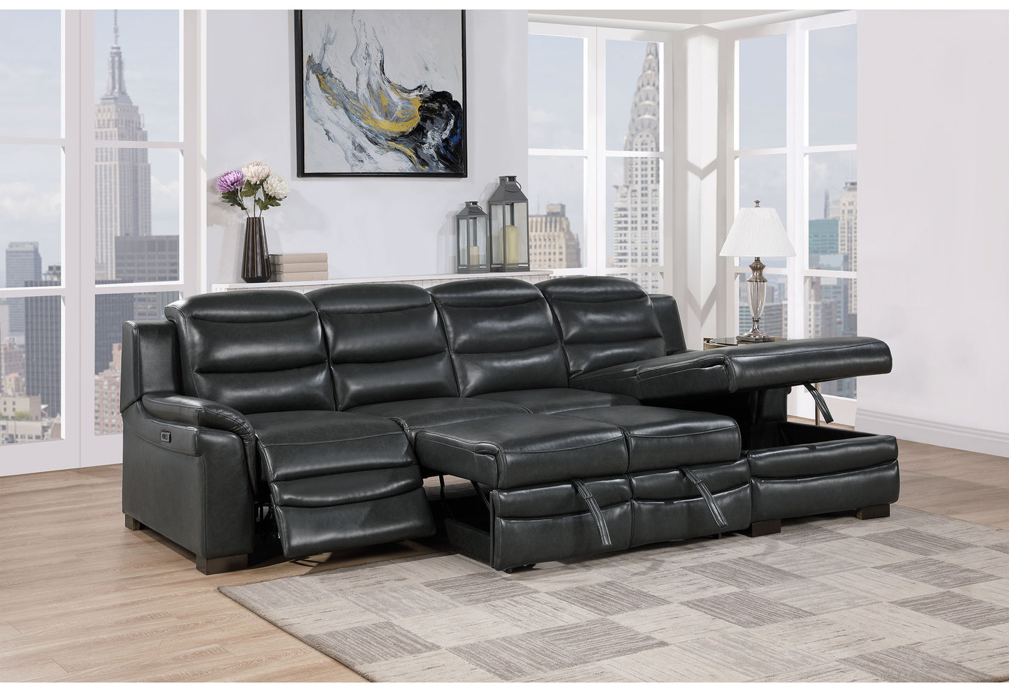 cody blanche charcoal sofa bed with usb