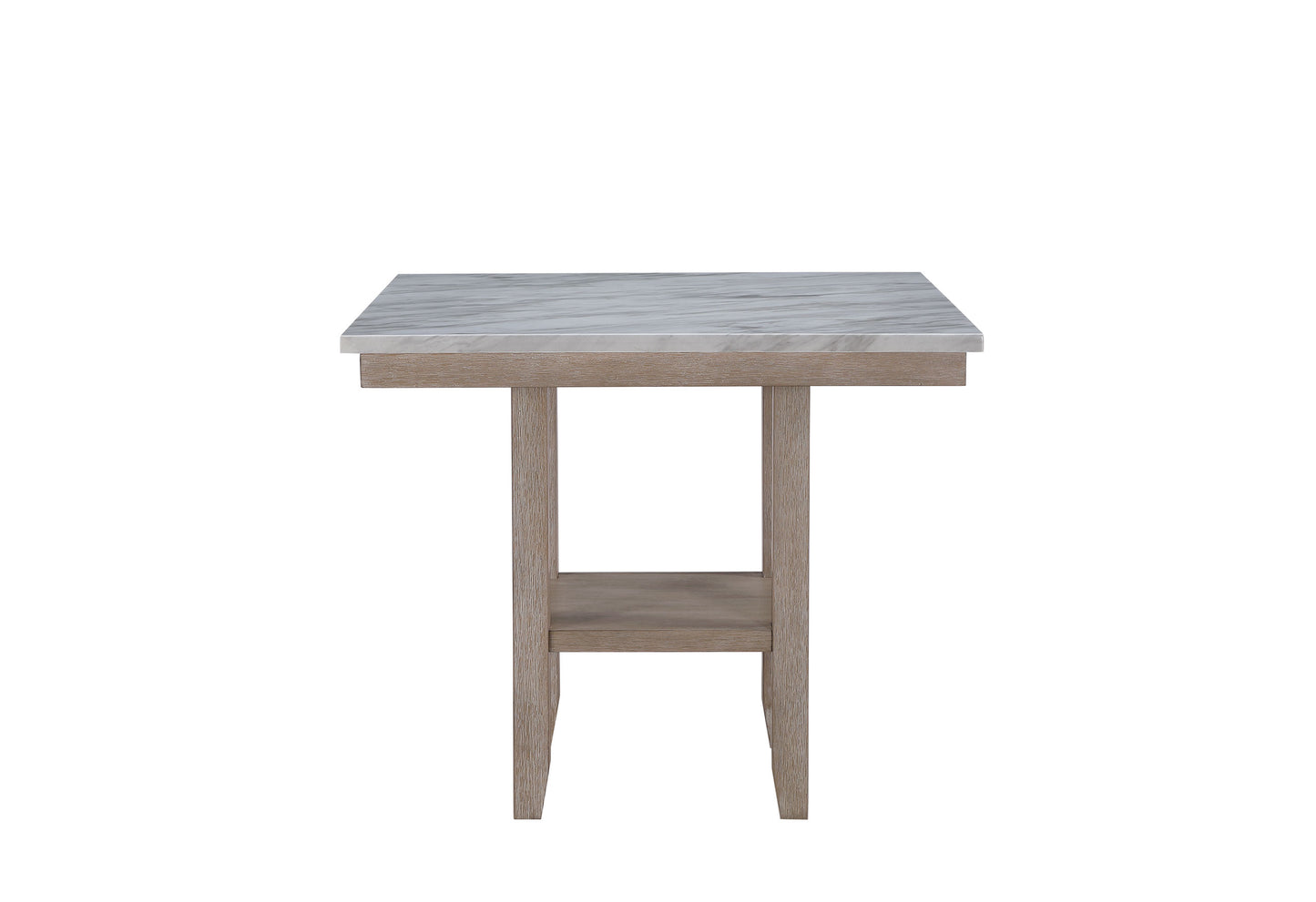 cara natural bar table - white faux marble