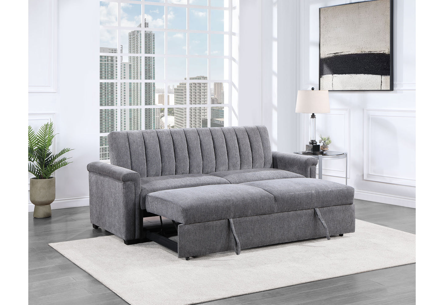 jenny dark grey pull out sofa bed
